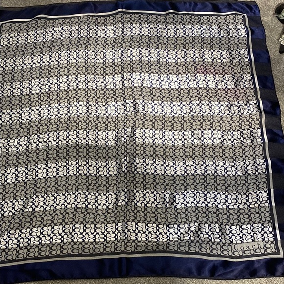 Coach Navy and Gray Patterned Scarf - Picture 1 of 8